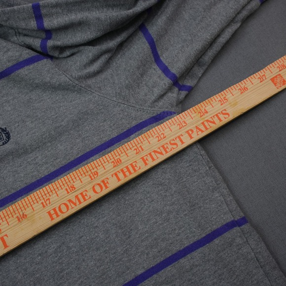 Chaps Mens Log Sleeve Polo Rugby Gray Striped Long Sleeve 1/4 Zip Pullover Shirt - Picture 7 of 10